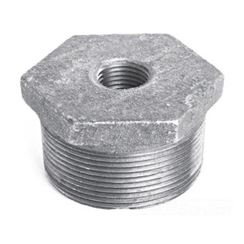 1-1/2 inch X 1-1/4 inch Malleable Iron Hexagon Bushing - Galvanized