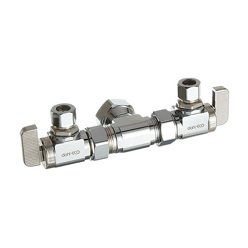 Dahl E53-4001 1/2 FIP X 3/8 OD Comp X 3/8 OD Comp Dual Shut-Off mini-ball Valve