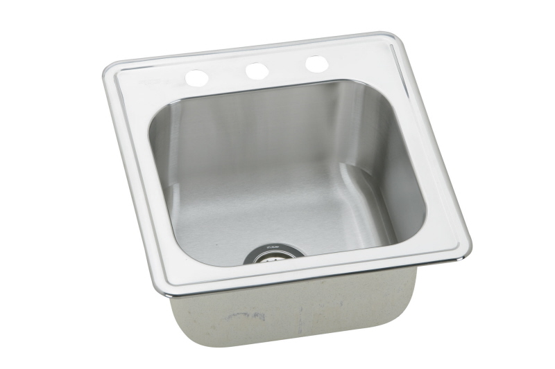 Elkay ESE202010-1 Gourmet Elite Single Bowl Drop In Stainless Steel Bar Sink - 1 Hole (Pictured w/3 Holes)