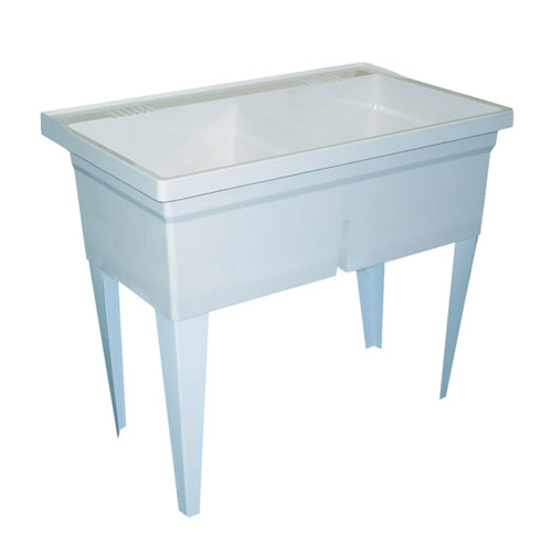 Crane Plumbing FLTDII Molded Stone Appliance Depth DB Laundry Tub - White