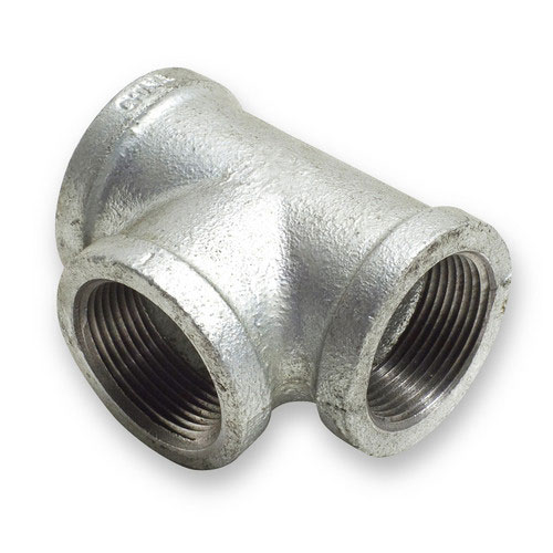 1-1/2 inch Malleable Iron Straight Tee - Galvanized