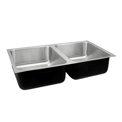 Just Manufacturing UDX-1832-A Stylist Double Bowl 18 Gauge Undermount Sink - Stainless Steel