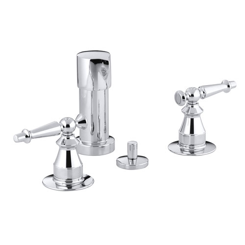 Kohler K-142-4-CP Antique Fixture-Mount Bidet Faucet w/Lever Handles - Polished Chrome