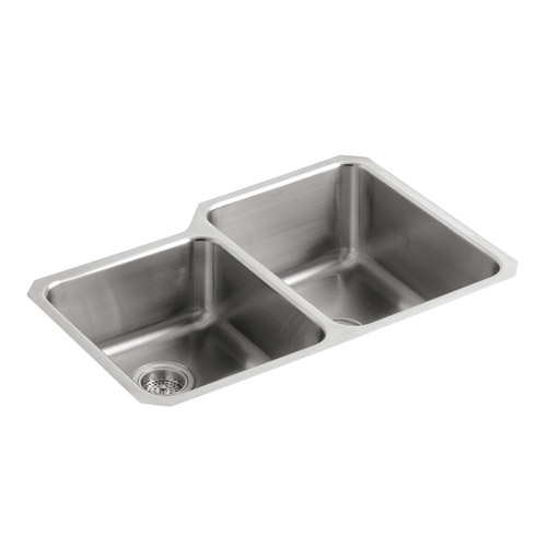 Kohler K-3177-L UnderTone Large/Medium Undercounter Stainless Steel Kitchen Sink