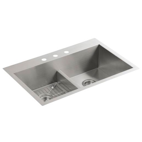 Kohler K-3838-3-NA Vault Smart Divide Double Equal Sink