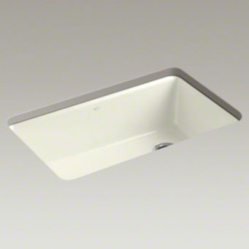 Kohler K-5871-5UA3-96 Riverby Single Bowl Undermount Kitchen Sink with Accessories - Biscuit