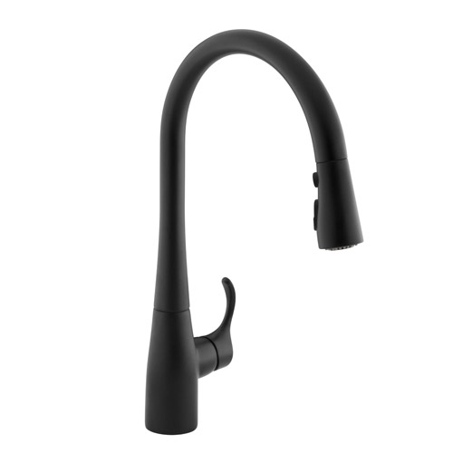 Kohler K-596-BL Simplice Single Hole Pulldown Kitchen Faucet - Matte Black