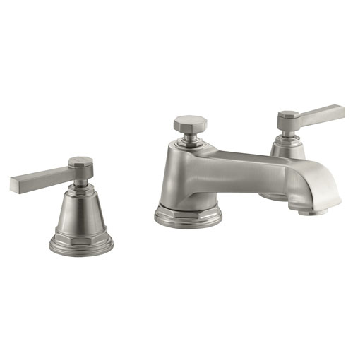 Kohler K-T13140-4A-BN Pinstripe Pure Design Deck-Mount Bath Faucet Trim w/Lever Handles - Brushed Nickel