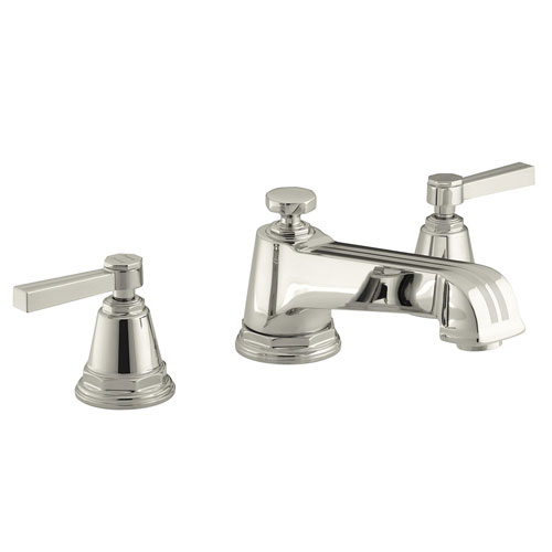 Kohler K-T13140-4B-SN Pinstripe Deck-Mount Bath Faucet Trim w/Lever Handles - Polished Nickel