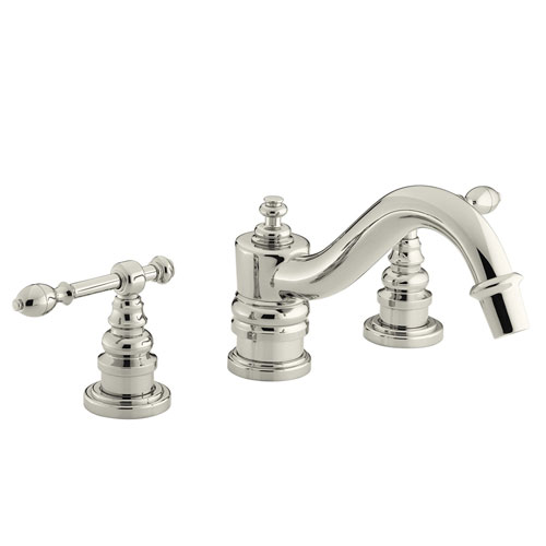 Kohler K-T6906-4-SN IV Georges Brass Deck-Mount Roman Tub Faucet w/ Lever Handles Trim Only - Satin Nickel