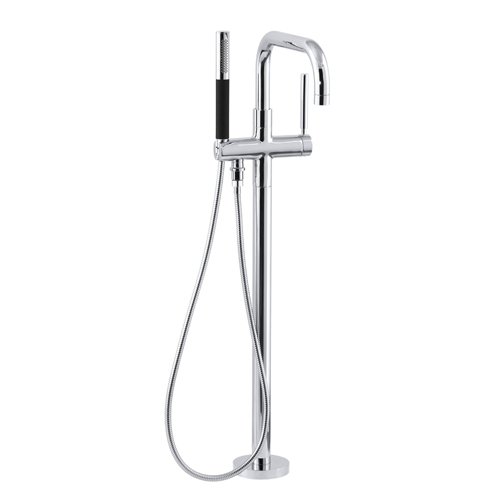 Kohler K-T97328-4-CP Purist Floor Mount Bath Filler with Handshower - Chrome