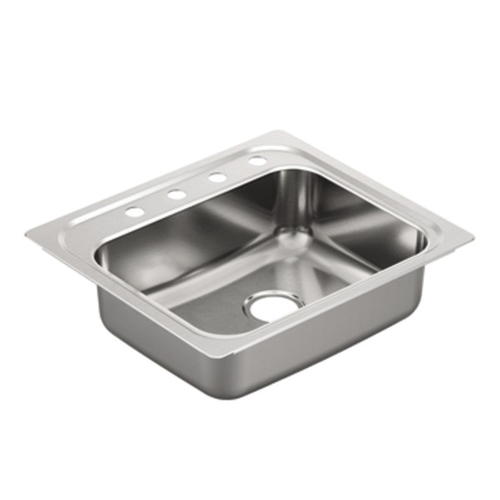 Moen G201964 2000 Series 20 Gauge 4 Hole Single Bowl Drop in Kitchen Sink - Stainless Steel