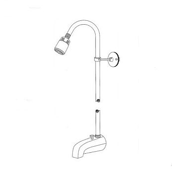 Pasco 2825 Over Rim Add-A-Shower Complete - Chrome