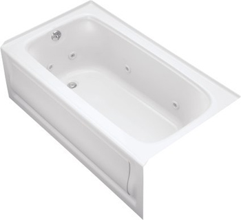 Kohler K-1151-HL-0 Bancroft 5' Whirlpool With Integral Apron In-Line Heater And Left Hand Drain - White