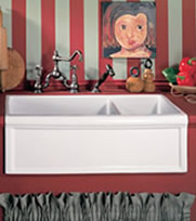 Herbeau Fireclay Double Bowl Farm House Kitchen Sink